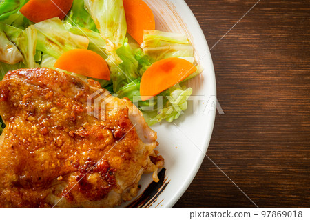 teppanyaki chicken steak with cabbage and carrot teppanyaki chicken steak with cabbage and carrot 97869018