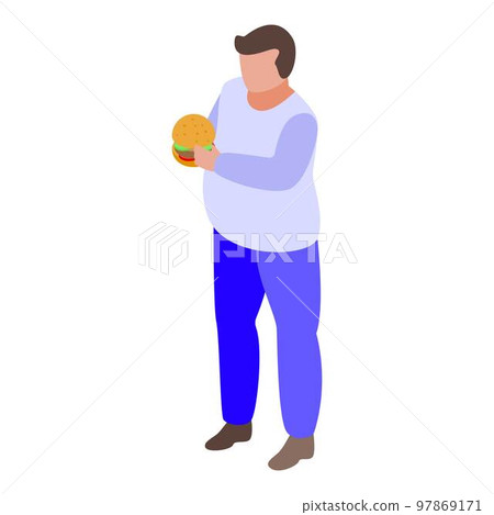 Gluttony man burger icon. Isometric of gluttony man burger vector icon for web design isolated on white background 97869171