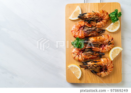grilled tiger prawns or shrimps grilled tiger prawns or shrimps 97869249