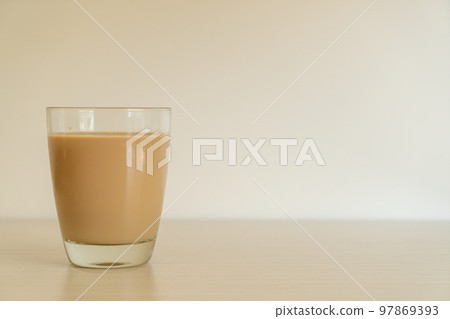 coffee latte glass with ready to drink coffee bottles 97869393