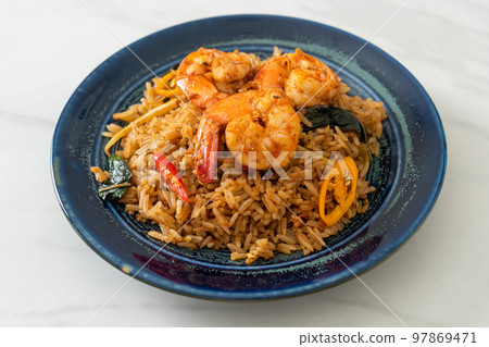 shrimps fried rice with herbs and spices shrimps fried rice with herbs and spices 97869471