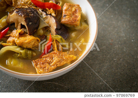 boiled pickled cabbage and bitter gourd soup boiled pickled cabbage and bitter gourd soup 97869769