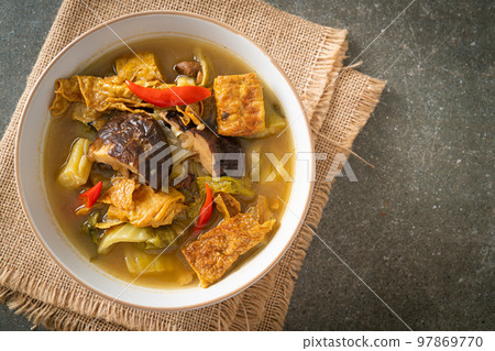 boiled pickled cabbage and bitter gourd soup boiled pickled cabbage and bitter gourd soup 97869770