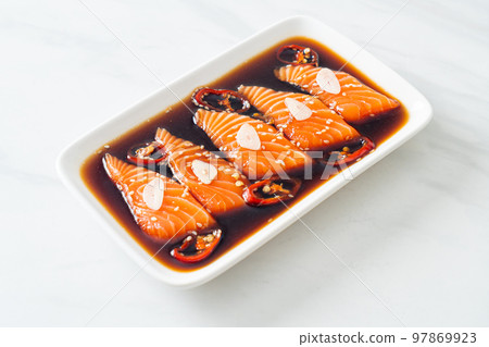 Salmon marinated Shoyu or Salmon Pickled Soy Sauce Salmon marinated Shoyu or Salmon Pickled Soy Sauce 97869923