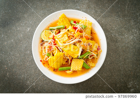 Som Tum - Thai spicy papaya salad with corn Som Tum - Thai spicy papaya salad with corn 97869960