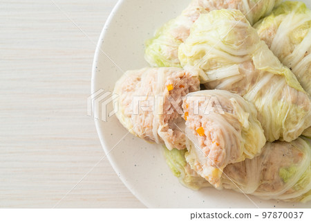 Minced Pork Wrapped in Chinese Cabbage or Steamed Cabbage Stuff Mince Pork Minced Pork Wrapped in Chinese Cabbage or Steamed Cabbage Stuff Mince Pork 97870037