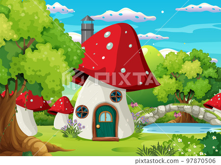 Fantasy forest cartoon background Fantasy forest cartoon background 97870506