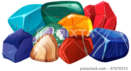 Pile of gemstones and crystals 97870553