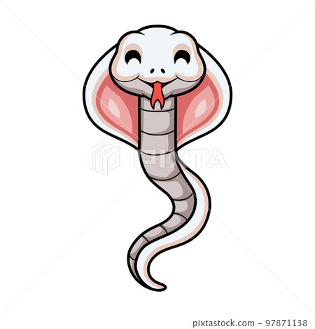 Cute leucistic cobra snake cartoon 97871138