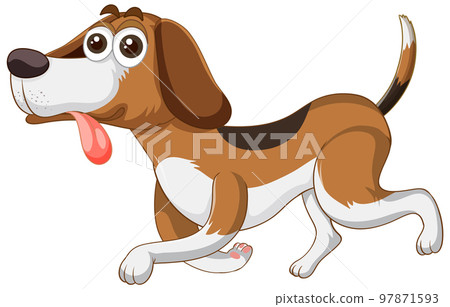 A Happy dog walking on white background 97871593