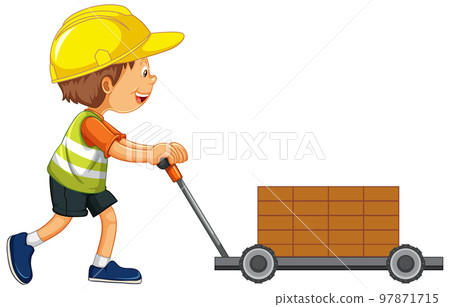 A boy wearing construction worker A boy wearing construction worker 97871715