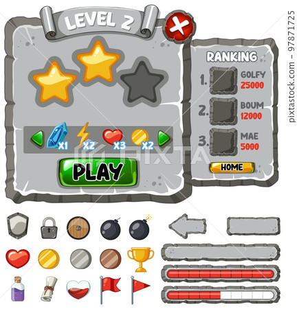 Game element template design set Game element template design set 97871725