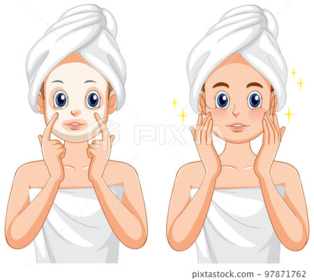 Spa woman applying facial mask Spa woman applying facial mask 97871762