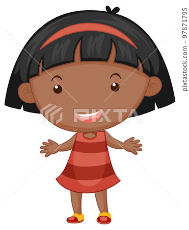 Cartoon little girl with big head 97871795