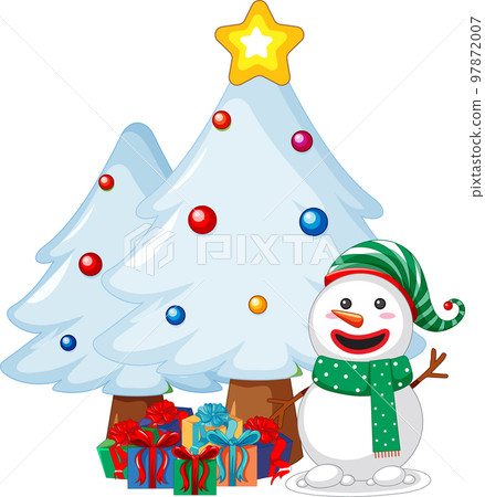 Snowman and Christmas tree isolated Snowman and Christmas tree isolated 97872007