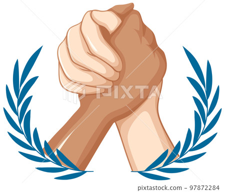 Holding hands with olive leaves Holding hands with olive leaves 97872284