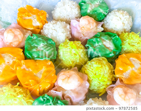 Colorful Chinese dim sum (five-colored shumai) Colorful Chinese dim sum (five-colored shumai) 97872585