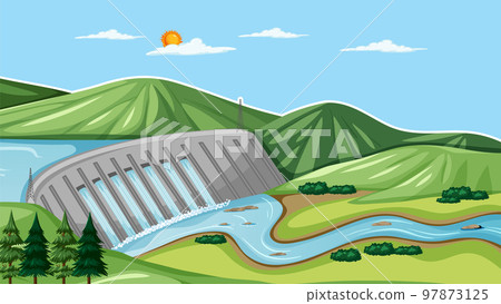 Thumbnail design with dam landscape Thumbnail design with dam landscape 97873125