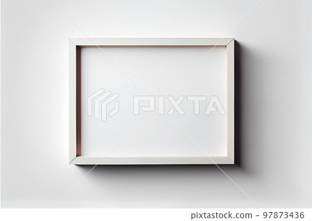 an empty white minimalistic rectangular frame on a gray background with shadows. mockup with an empty space copy space. an empty white minimalistic rectangular frame on a gray background with shadows. mockup with an empty space copy space. 97873436