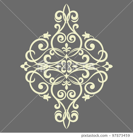 Damask graphic ornament. Floral design element. Gray and beige vector pattern 97873459