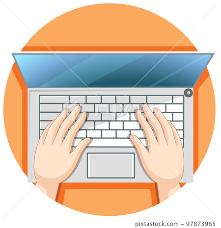 Hands typing on computer keyboard 97873965