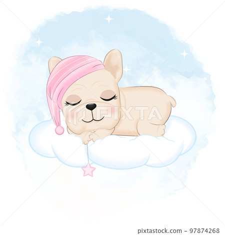 Cute French Bulldog sleeping on the cloud 97874268
