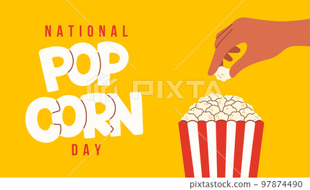National popcorn day design background. Abstract background. January 19. Poster, banner, card, background. Eps 10. National popcorn day design background. Abstract background. January 19. Poster, banner, card, background. Eps 10. 97874490