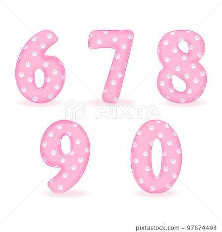 Paw Number, font number illustration Paw Number, font number illustration 97874493