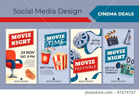 Social media story set with cinema deals promo Social media story set with cinema deals promo 97874787