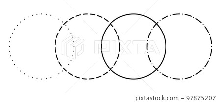 Venn diagram blank merge four dash line and dotted line circles chart infographic sign. 97875207
