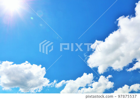 Summer blue sky, clouds and sun Summer blue sky, clouds and sun 97875537