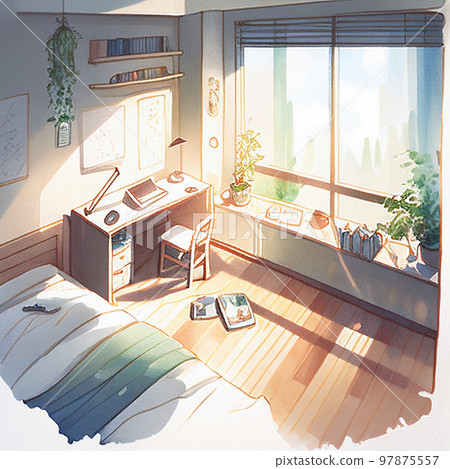 Watercolor painting student room AI image 97875557