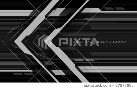 Abstract grey cyber black circuit arrow direction geometric design modern futuristic technology background vector 97875893