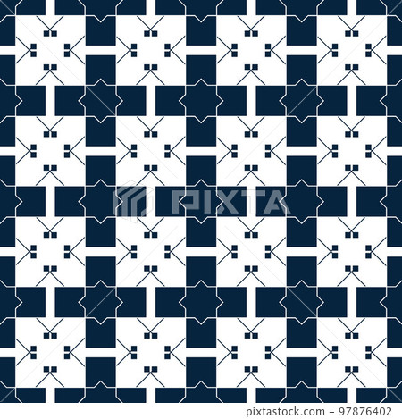 Blue islamic pattern. Oriental tartan texture. Geometric floral seamless pattern. Abstract background. Winter ornament. Vintage wallpaper. Blue islamic pattern. Oriental tartan texture. Geometric floral seamless pattern. Abstract background. Winter ornament. Vintage wallpaper. 97876402