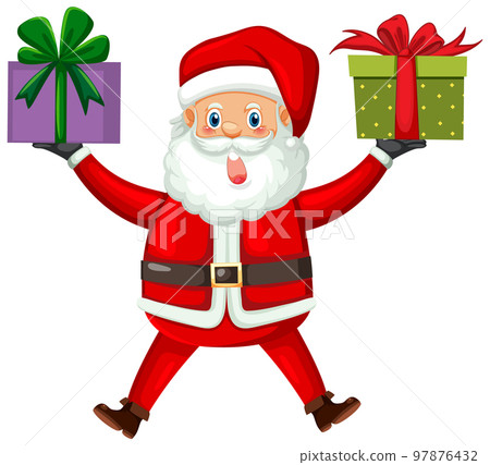 Santa Claus holding gift boxes 97876432