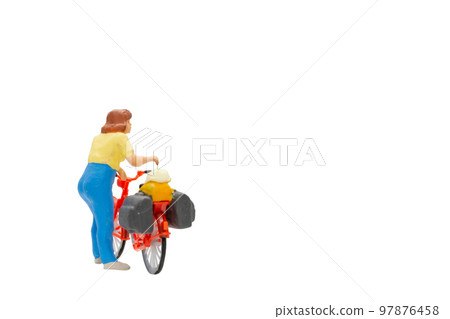 Cyclist with a saddle bag isolated on white background with clipping path 97876458