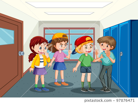 School bullying with student cartoon characters 97876471