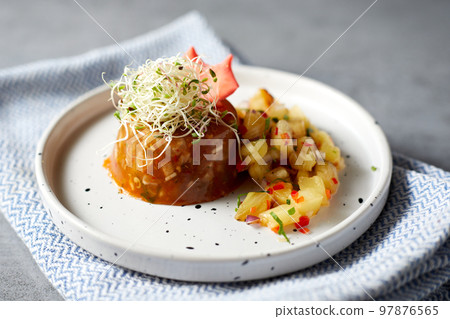 Beautiful and tasty food on a plate 97876565