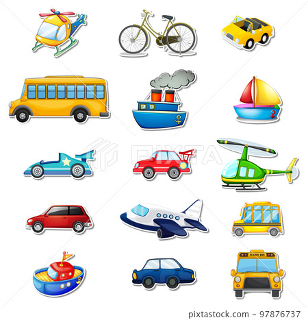 Sticker set of different vehicles 97876737