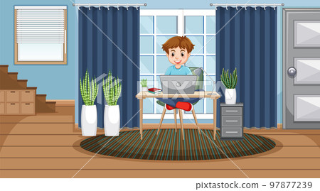 A man working from home A man working from home 97877239