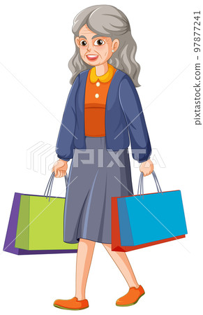 Grandmother carry shopping bags Grandmother carry shopping bags 97877241