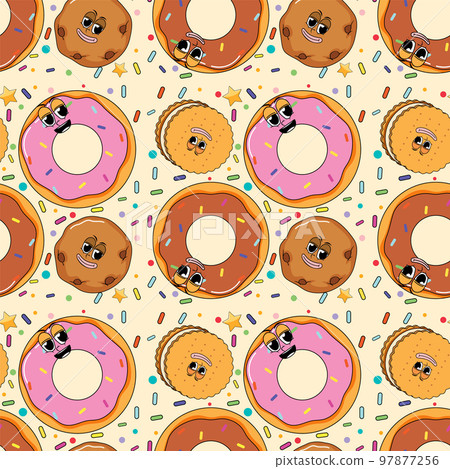 Sweet doughnut cartoon seamless pattern Sweet doughnut cartoon seamless pattern 97877256