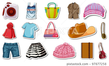 Sticker set of clothes and accessories Sticker set of clothes and accessories 97877258