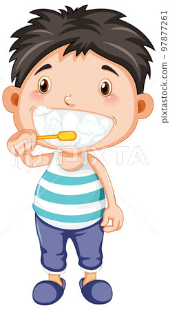 Boy cartoon brushing teeth Boy cartoon brushing teeth 97877261