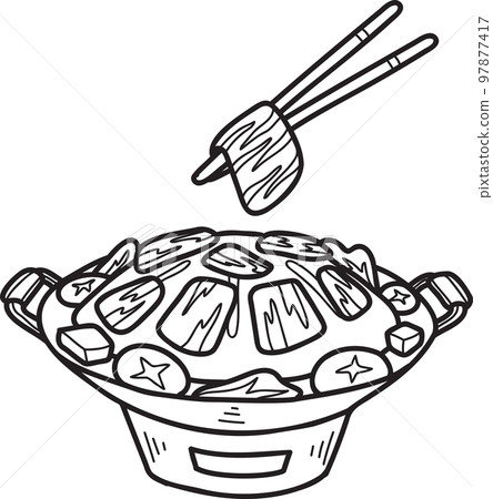 Hand Drawn Moo Kra Ta Grilled pork or Thai food illustration 97877417