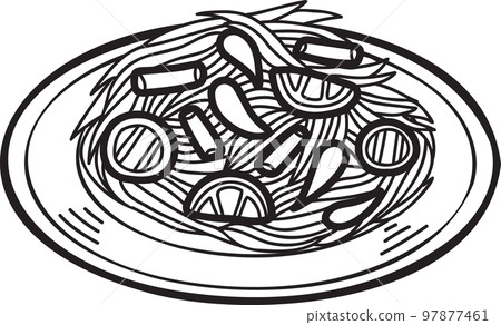 Hand Drawn papaya salad with Thai food illustration Hand Drawn papaya salad with Thai food illustration 97877461