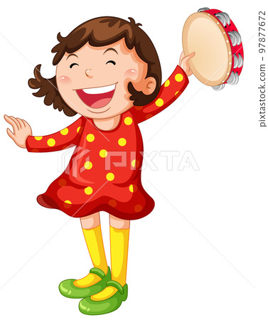 Cute girl cartoon character with music instruments 97877672