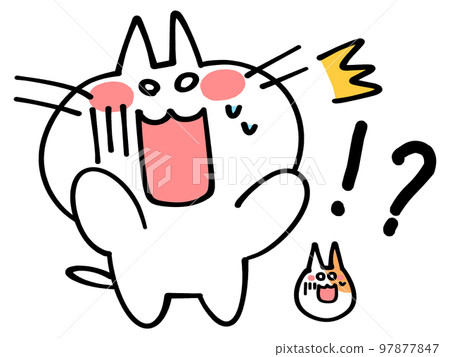 Surprised and impatient cat illustration material Surprised and impatient cat illustration material 97877847