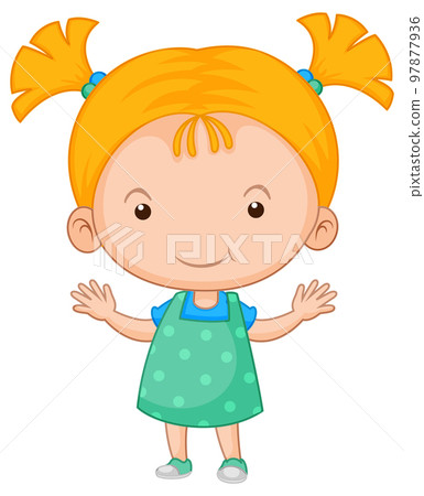 Cute girl cartoon character on white background 97877936