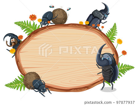 Insect with wooden frame board banner 97877937